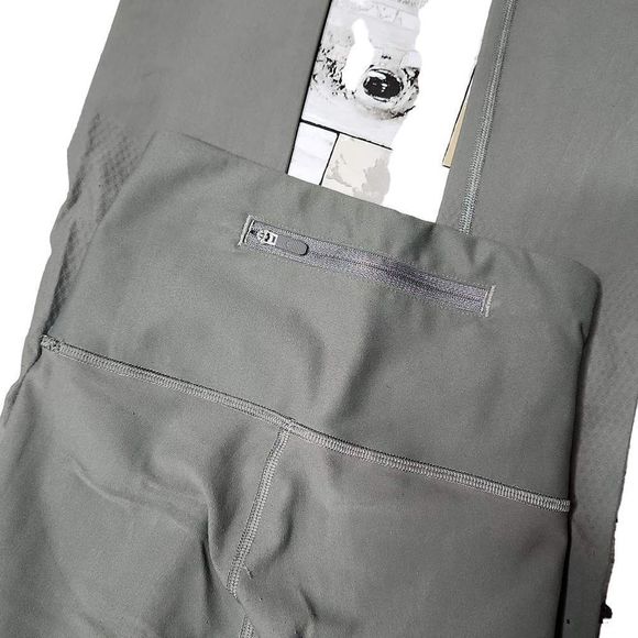 Lululemon olive green mid rise reflective laser cut mesh knee running tight 27" - Picture 4 of 5